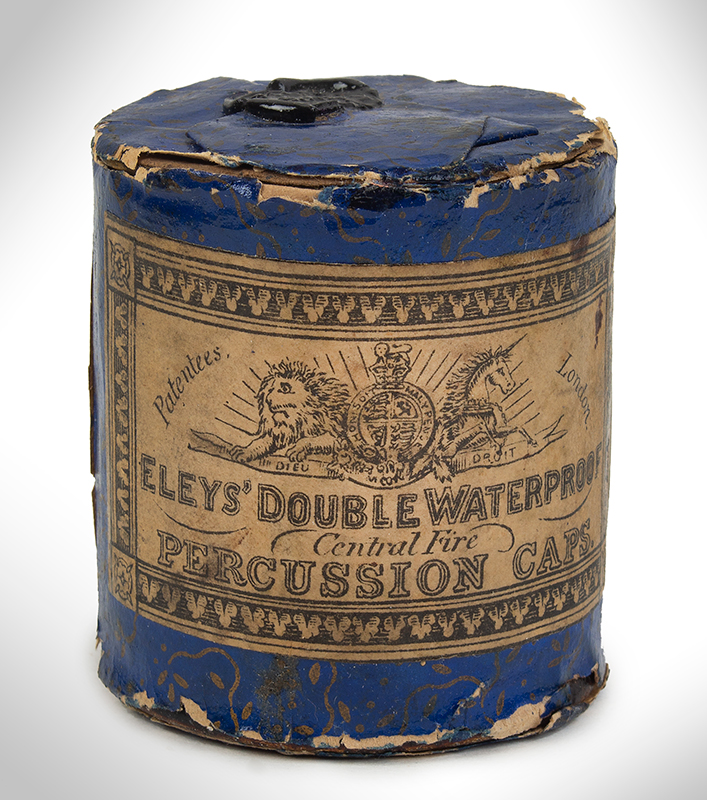 Ely's Double Waterproof Percussion Caps – Tin in Original Sealed Wrapping Outstanding…extremely rare…unopened London, entire view