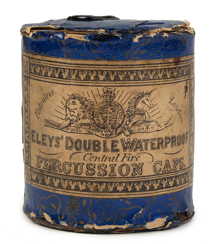 Ely's Double Waterproof Percussion Caps – Tin in Original Sealed Wrapping Outstanding…extremely rare…unopened London, entire view 2
