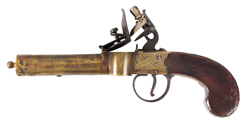 Georgian English Flintlock Tinder Lighter, Pistol Form by John Burgon, London, left facing