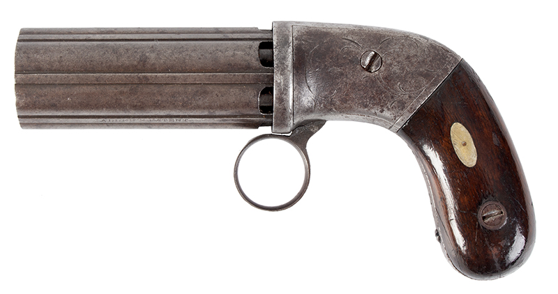 Allen’s Patent Hammerless Ring-Trigger Pepperbox, Likely Allen & Thurber Concealed Hammer, Serial number: 96, left facing