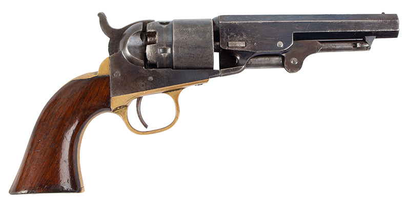 Cased Colt, Pocket Navy Model Pistol with All Accessories, Original London Case Standard New York Markings, Serial number: 6624; all matching, right facing