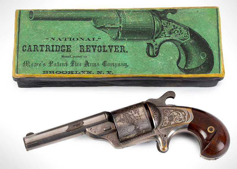 Moore's Patent Firearms Co. Front Loading Teat Fire Revolver & Picture Box, Image 1