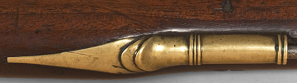 American Militia Flintlock Officer’s Fusil, a Fine Musket Made for an Officer Lock Marked JP MOORE / Warranted (Unlocated), swell detail