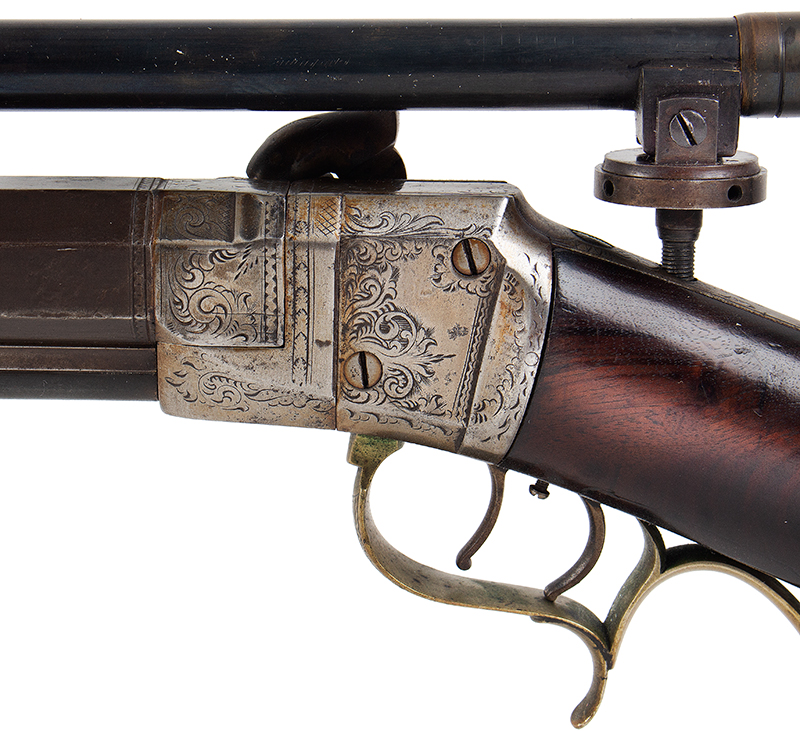Wesson & Prescott Target Rifle, Original Owner Identified Listed in Edwin Wesson’s Daybook, side plate