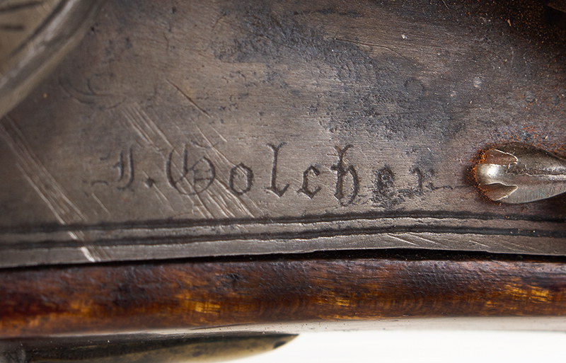 Kentucky Rifle, Original Flintlock, Upper Susquehanna School Out of circulation since the 1940s, not seen until very recently when purchased., lock plate detail