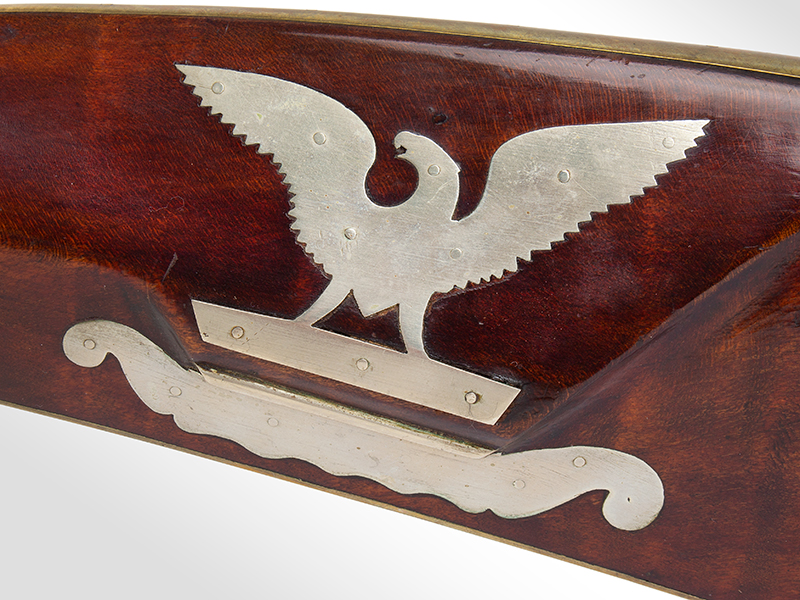 Kentucky Rifle, Original Flintlock, Upper Susquehanna School Out of circulation since the 1940s, not seen until very recently when purchased., eagle inlay detail