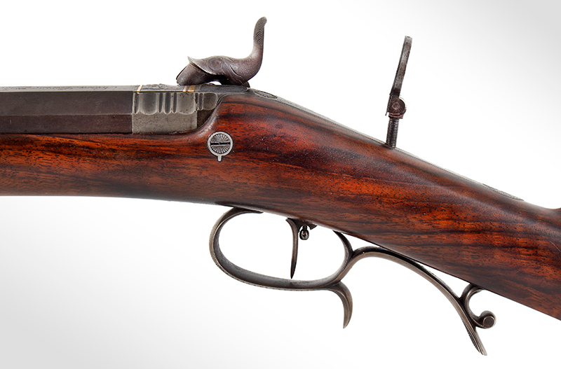 Nineteenth Century Cased Target Rifle, Nelson Lewis, Troy, New York Owned by Otis Wright, Troy, NY, side plate