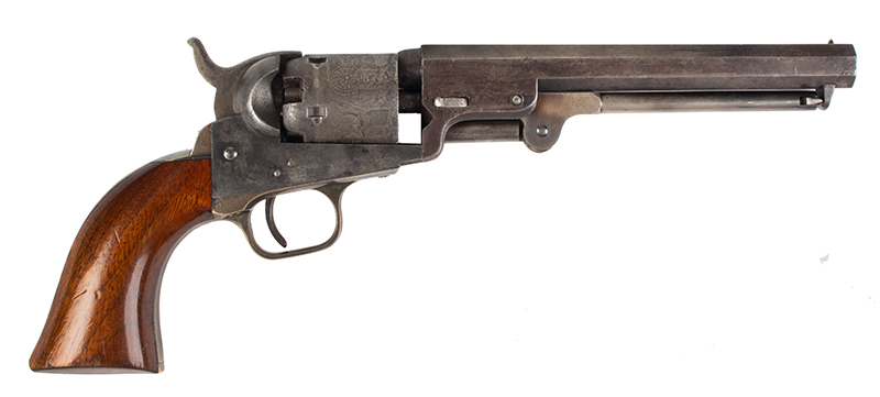 Colt Model 1849 Pocket Revolver, .31 Caliber, 5-Shot, Desirable 6-Inch Barrel Standard New York Markings, All Matching, Ormsby Signature Partially Visible, right facing