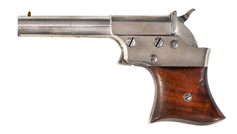 Remington Vest Pocket Pistol, Elliot Designed, 92% Nickel Finish A.K.A. Saw Handle Deringer [split breech], left facing