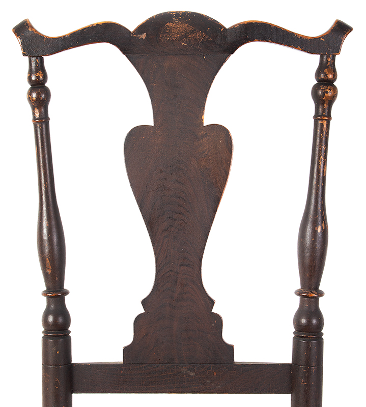 Queen Anne Side Chair, Displays Great Style, Original Faux Grained Surface Possibly New York or Southwestern, Connecticut, back view