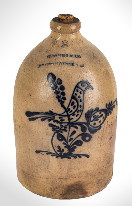 19th Century Stoneware Merchant Jug, Portsmouth, New Hampshire Marked: “W. Simes & Co. / Portsmouth N.H. (Under capacity mark) Attributed to Edmands Pottery, Charlestown, Massachusetts, entire view 2