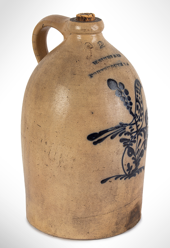 19th Century Stoneware Merchant Jug, Portsmouth, New Hampshire Marked: “W. Simes & Co. / Portsmouth N.H. (Under capacity mark) Attributed to Edmands Pottery, Charlestown, Massachusetts, entire view 3