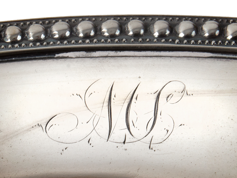Silver Cake Basket by William Ladd, New York City MARK OF WILLIAM F. LADD, detail view 2