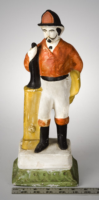 Molded & Paint Decorated Chalkware Fireman Figure, Rare Form, entire view