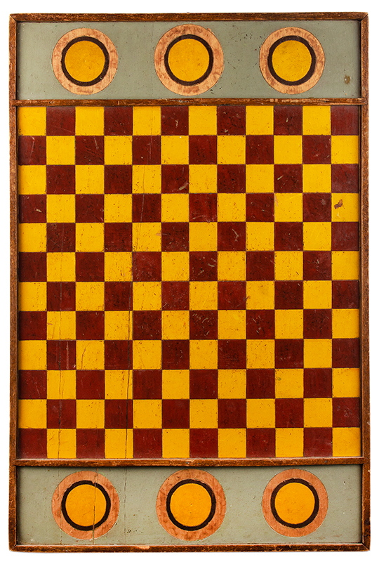 Gameboard, Checkers, Hearts, Rings & Clubs, 7 Colors, 2-Sided, Original Paint, Image 1