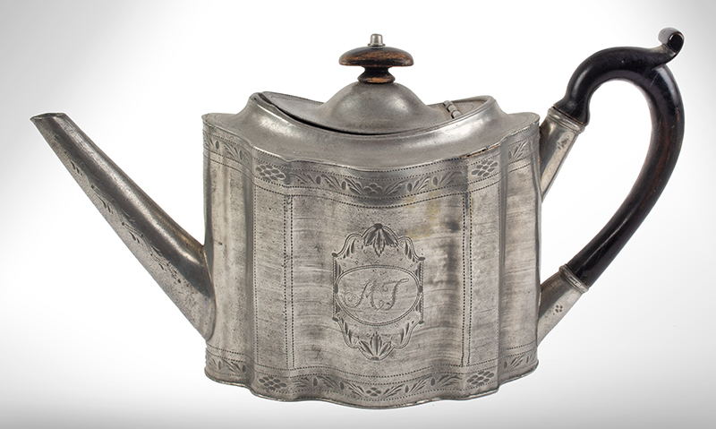 Pewter Teapot, Drum Shape, Broadhead, Gurney, Sporle & Company Sheffield, England, entire view 2