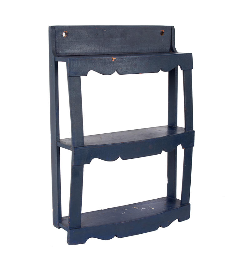 Wall Shelf, Small Bowfront in Blue Paint, Image 1