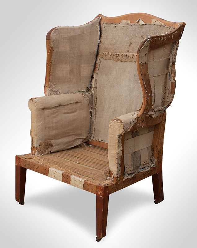 18th Century Wing Chair, Serpentine Crest & Wings, Coastal New Hampshire, entire view 1
