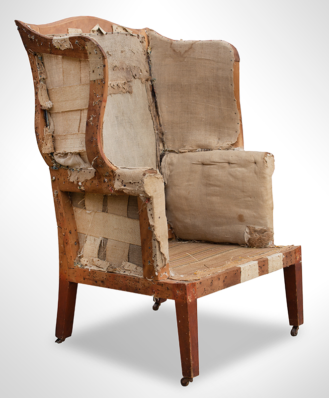 18th Century Wing Chair, Serpentine Crest & Wings, Coastal New Hampshire, entire view 2