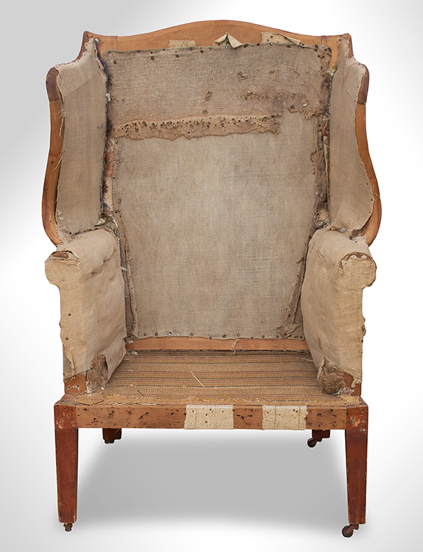 18th Century Wing Chair, Serpentine Crest & Wings, Coastal New Hampshire, entire view 3