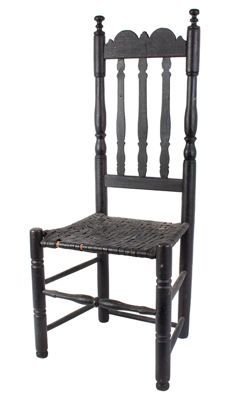 Banister Back Side Chair, Old Black Paint, Full Height 1730-1760, Image 1