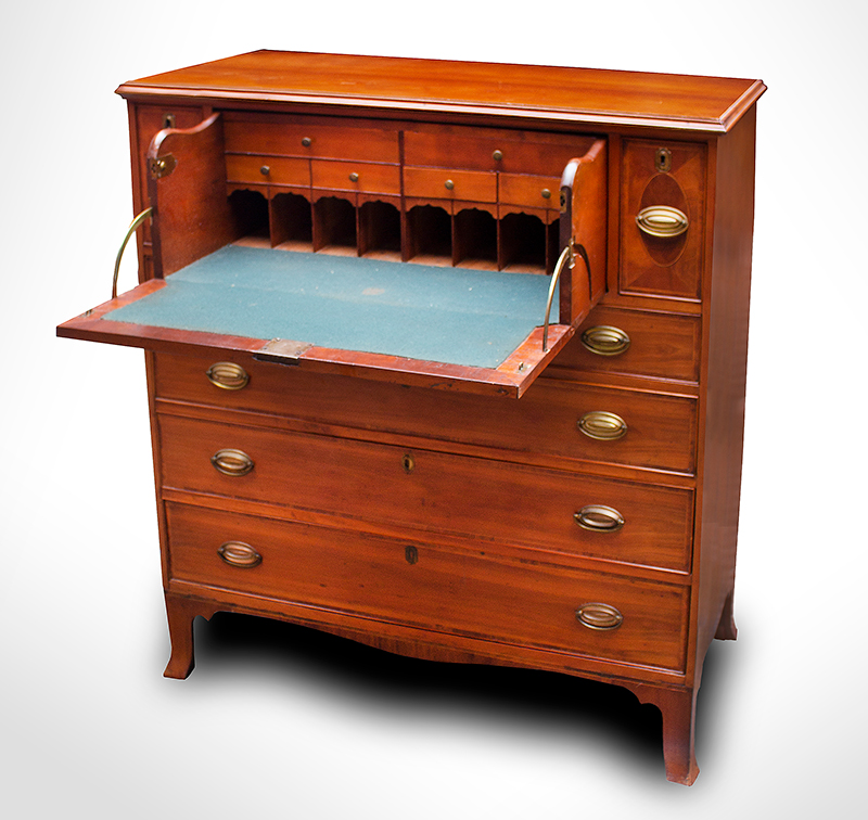Half Sideboard with Butler’s Desk Drawer, Probably Vermont In the Circle of Caleb Knowlton, Brandon, VT, entire view 3