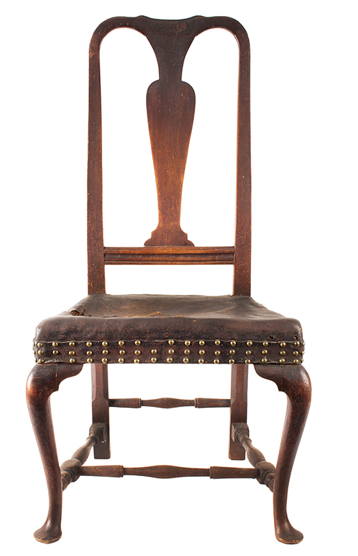 Queen Anne Side-Chair, Original Leather Seat and Surface, Best patina Boston, Massachusetts, entire view