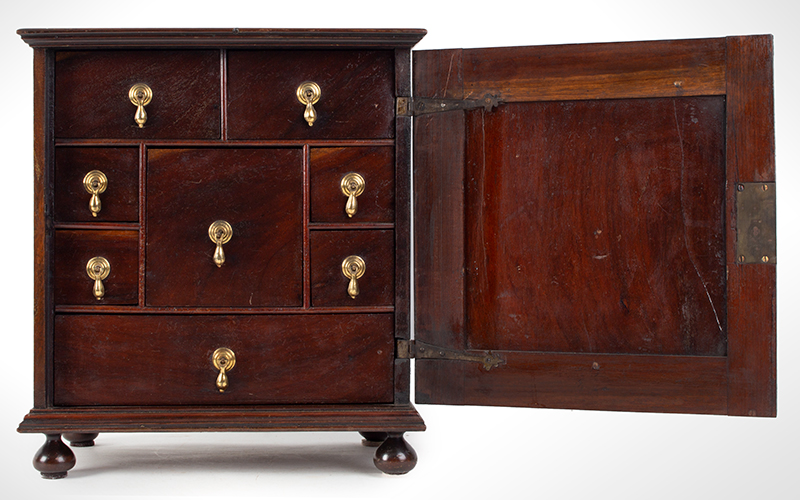 18th Century Spice Cabinet, Cupboard on Ball Feet, Walnut, England, entire view 2