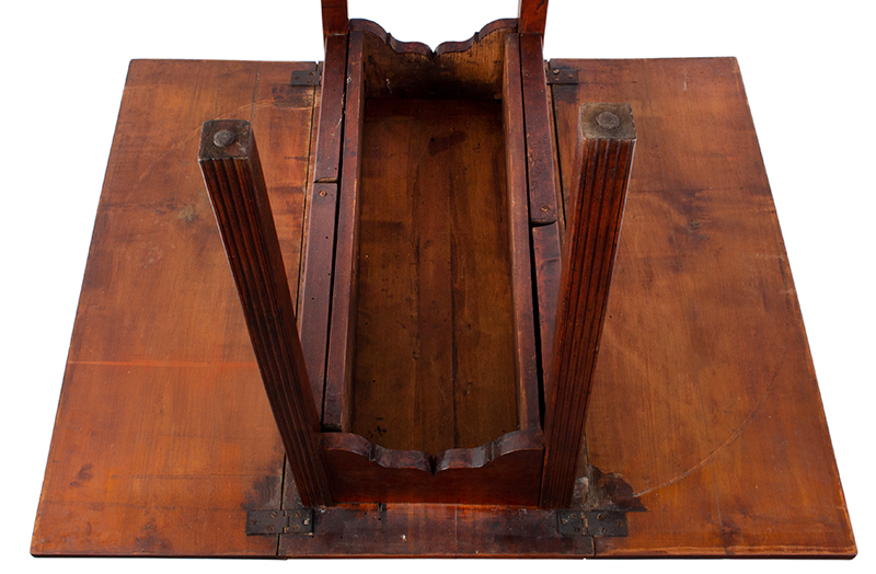 18th Century Chippendale Table, Square Molded Legs, Great Color, underside view
