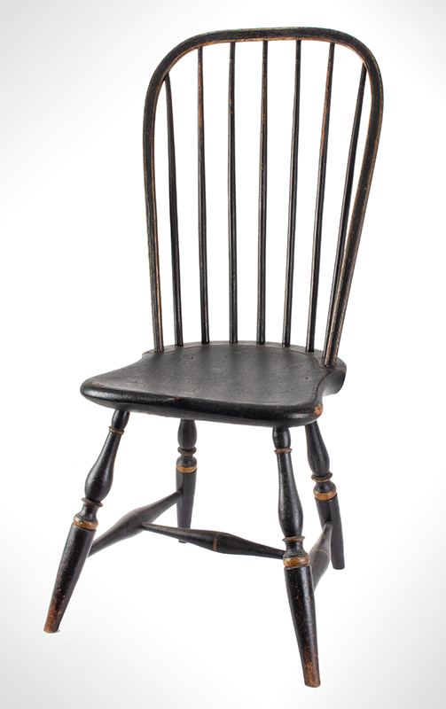 Windsor Bow-back Side Chair, High-back Having Straight Sides Possibly Worcester County, Massachusetts, entire view
