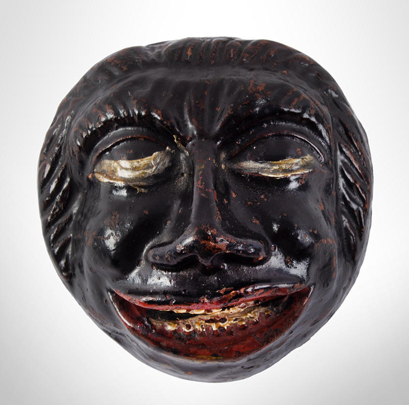 Redware Face Bank, Probably Pennsylvania, Cold-Painted, Image 1