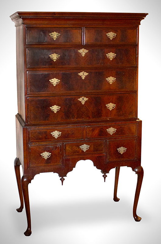 Queen Anne Highboy, Molded Cornice with Drawer, Diminutive Massachusetts, Boston, entire view