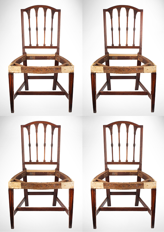 Hepplewhite Side Chairs, 4 Carved Federal Chairs, Meant to be Over Upholstered American, set view