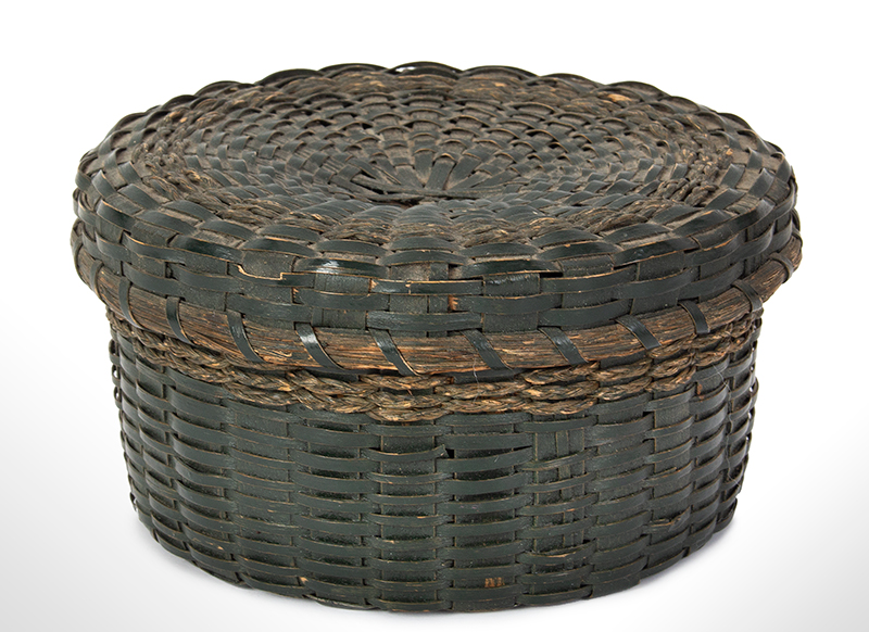 Antique, Small Lidded Basket, Trinket or Sewing, Image 1