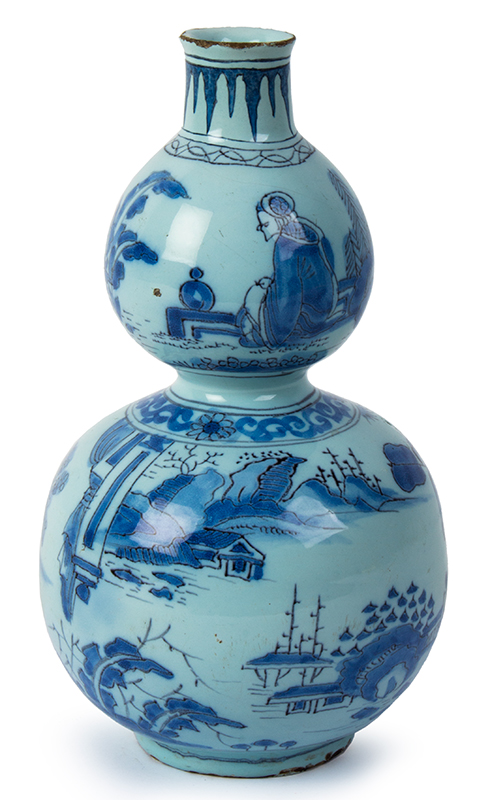 Delft Gourd-shaped Bottle, Asian Style Double Gourd Vase, Image 1