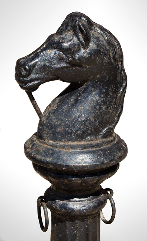 Horse Head Hitching Post, Cast Iron Likely Fiske. possibly Herzog, detail view