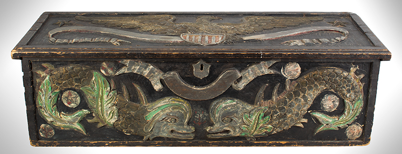 Sea Chest, Carved Sailors Trunk, Eagle Surmounting American Shield & More, entire view 2