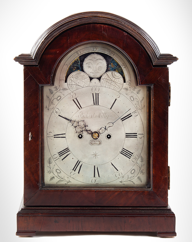 American Bracket Clock by Richard Miller, Engraved Silver Dial, Image 1