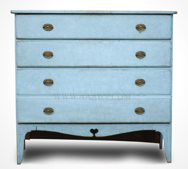 Four Drawer Chest in Powder Blue Paint, Original Hardware, New England, entire view 2