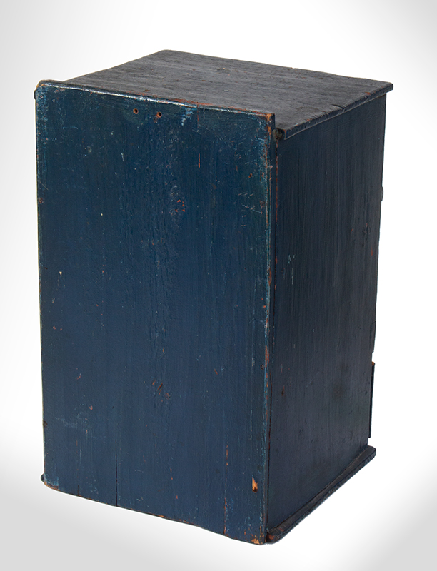 Early Small Tabletop Cupboard with Drawer, Original Paint History, Blue Probably New England, entire view 4