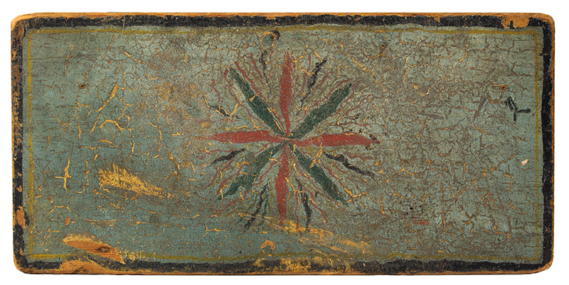 Footstool, Cricket, Original Paint & Decoration, Stylized Star Device Issuing Rays Probably New England, entire view 1