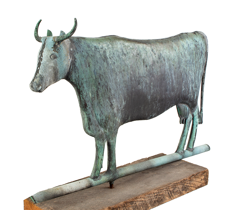 Cow Weathervane, Flattened Full Body, L.W. Cushing & Sons or Cushing & White Waltham, Massachusetts, entire view 3