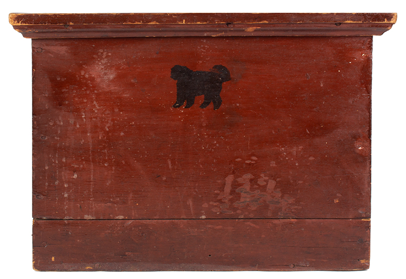 Nineteenth Century Lidded Box Decorated, Folk Art Cat, Original Paint, entire view 3