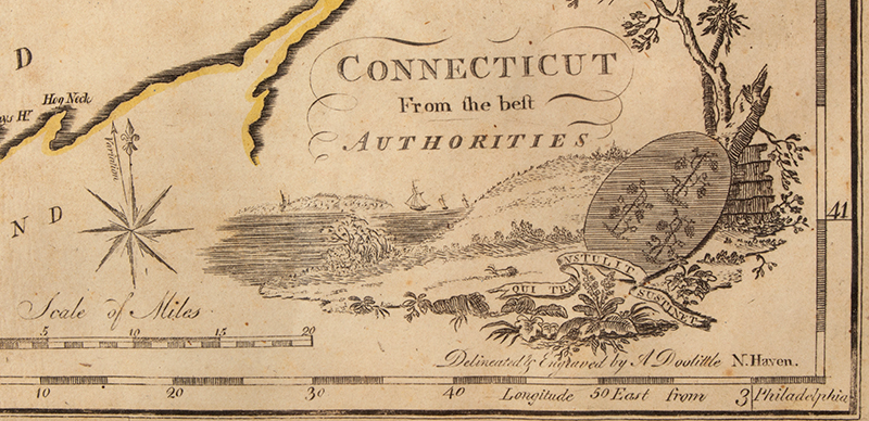 Mathew Carey's Map of Connecticut, Delineated and Engraved by Amos Doolittle  Second Edition…an essential map for Connecticut collectors.