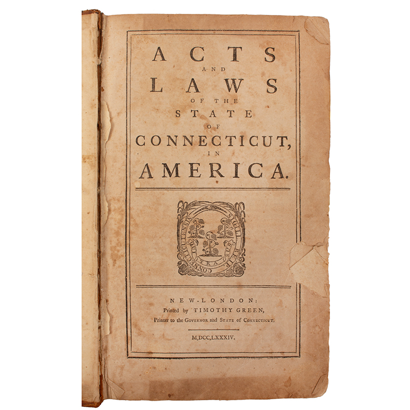 Book, Acts and Laws of the State of Connecticut in America, Image 1
