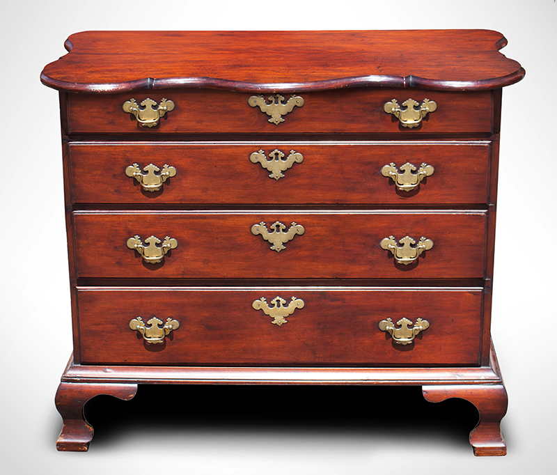 A Rare Chippendale Scallop Top Chest of Drawers, Connecticut River Valley, Image 1