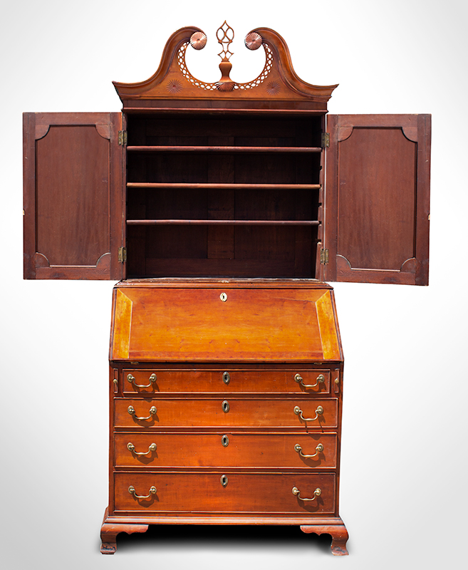 Secretary Desk, Bookcase, Attributed to Silas Rice (1770-1853) Wallingford or Middletown, Connecticut, entire view 2