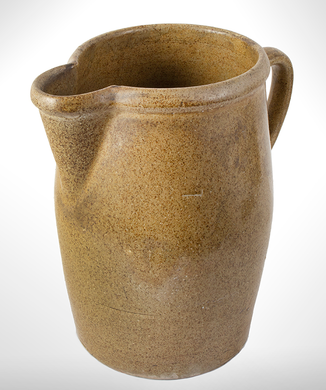 Stoneware Pitcher, Massive, Alkaline Glaze American, possibly North Carolina [Southern, but could be Ohio]?, entire view 3