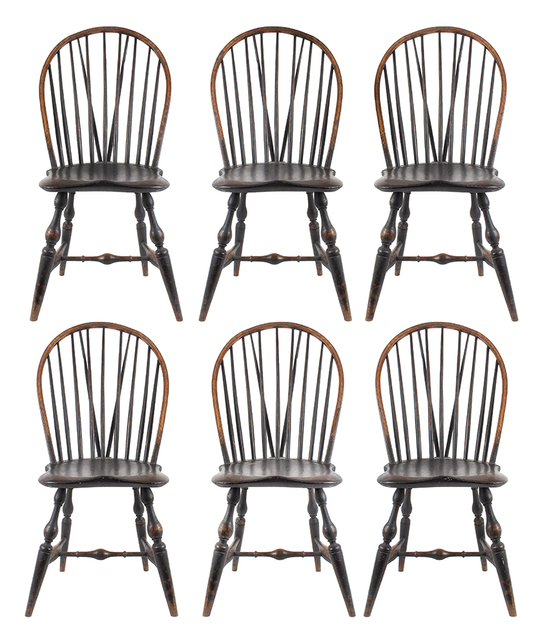 Windsor Bow Back - Brace Back - Side Chairs, Matched Set of Six, Image 1
