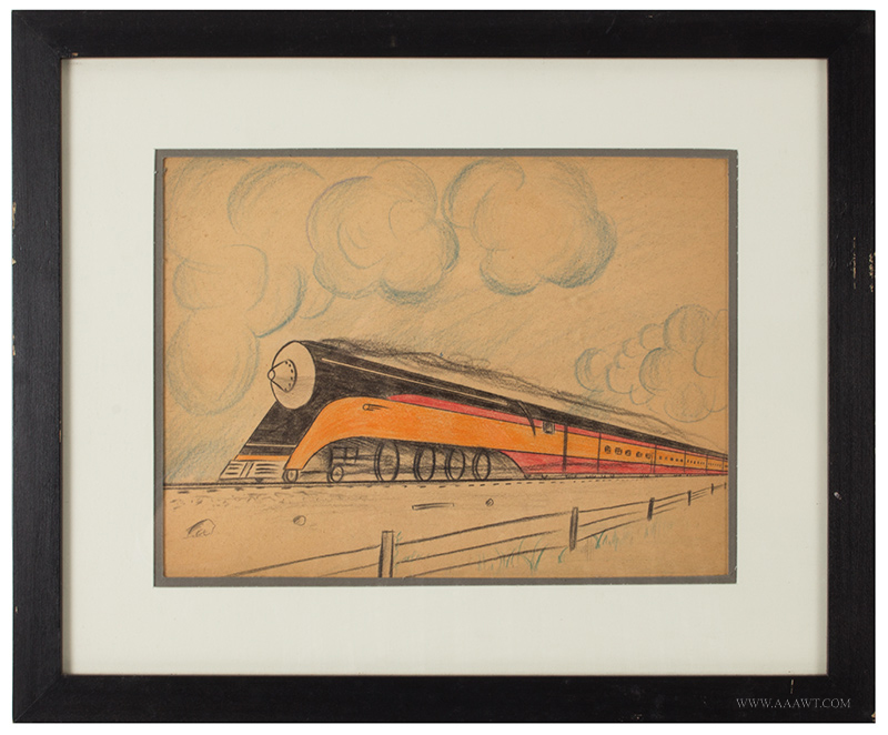 Trains, Deco Locomotives and Rail Cars on Paper, Image 1